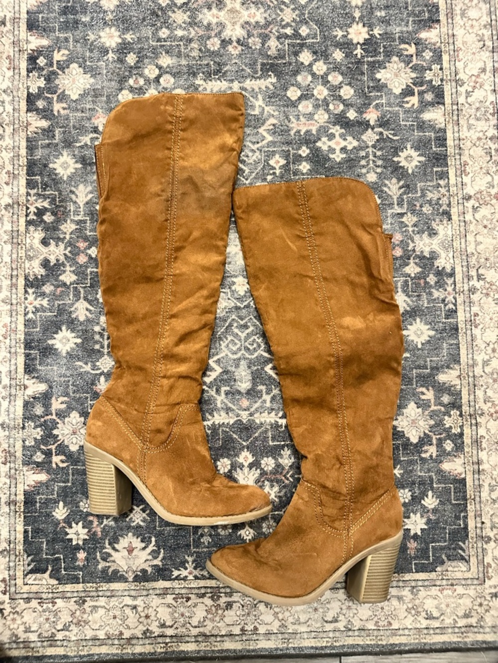 Dolce Vita Chestnut Suede Over-the-Knee Block Heel Boots